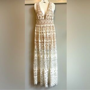 Lulu’s Just Magic Lace Ivory Mini Dress size Small Beach, Bridal